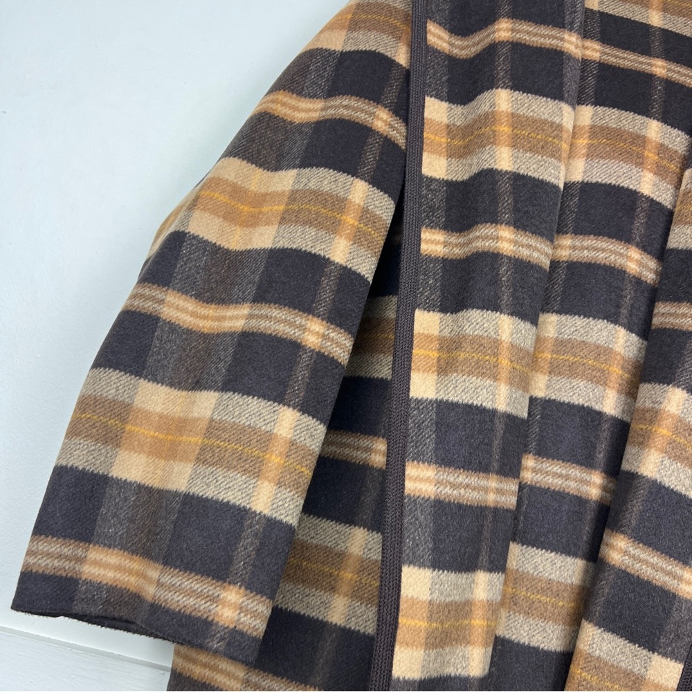 Michael Kors Collection Plaid Wool Hooded Cape Coat - Picture 3 of 6
